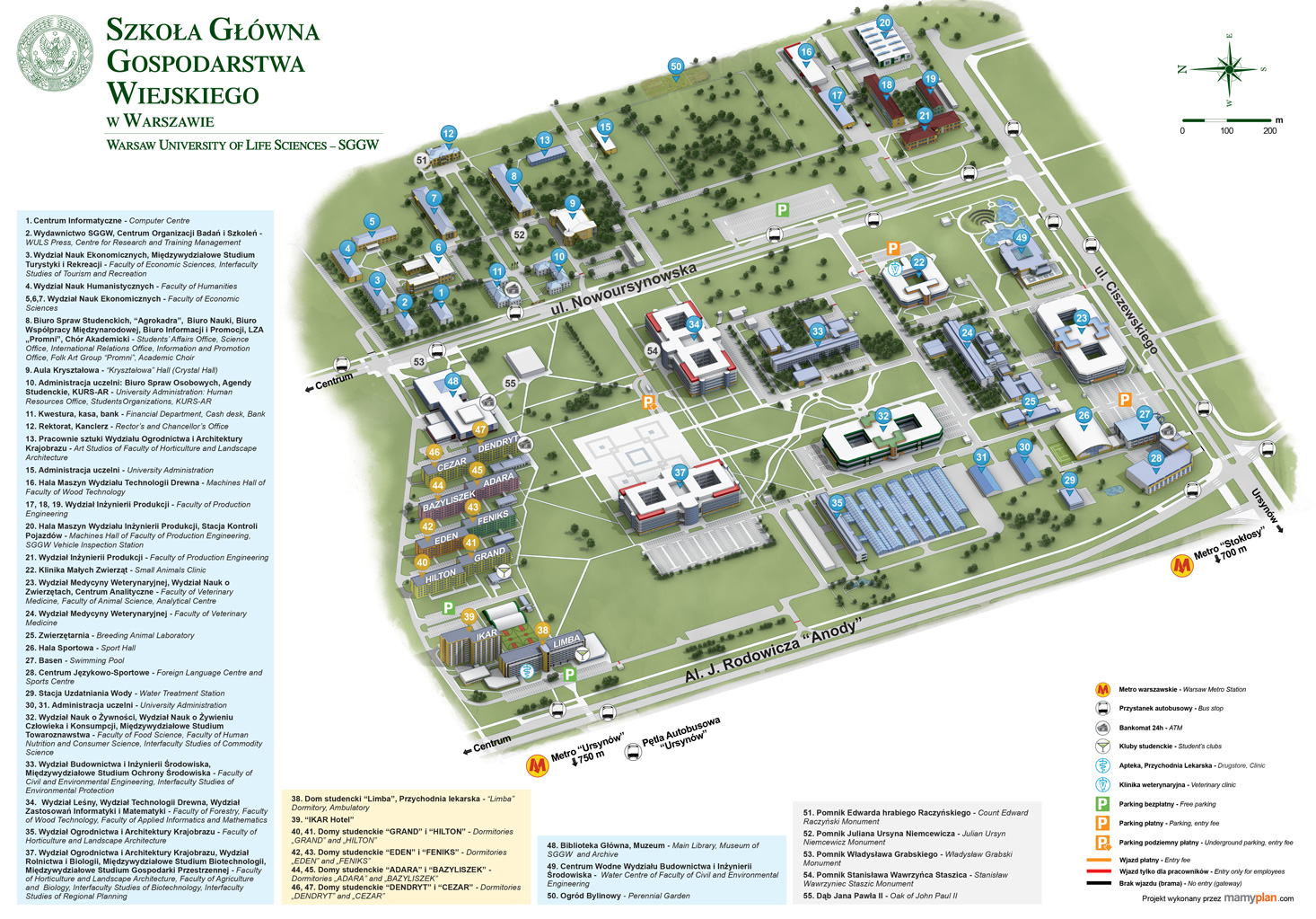 Mapka kampusu SGGW